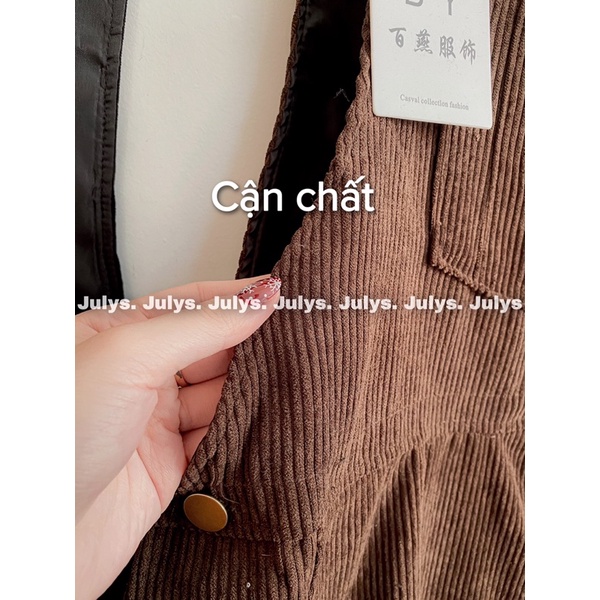 Yếm váy nhung túi ngực cúc hông (ảnh thật shop chụp kèm video)