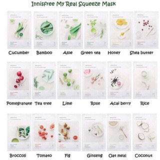 COMBO BÁN SỈ MẶT NẠ GIẤY INNISFREE MY REAL SQUEEZE MASK 20ml
