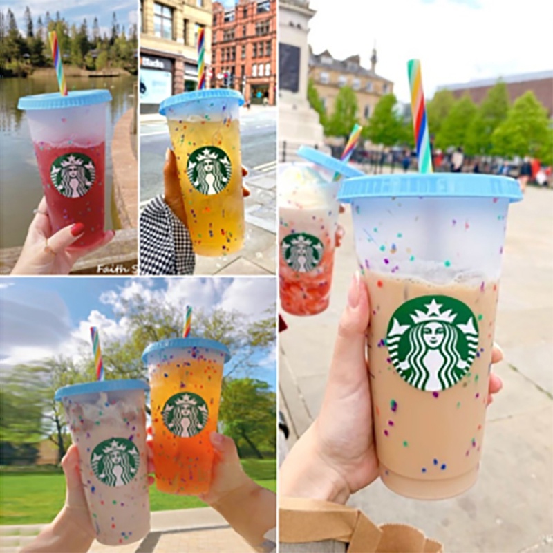 Cốc nhựa rơm Starbuck thay đổi màu 710mls có thể tái sử dụng