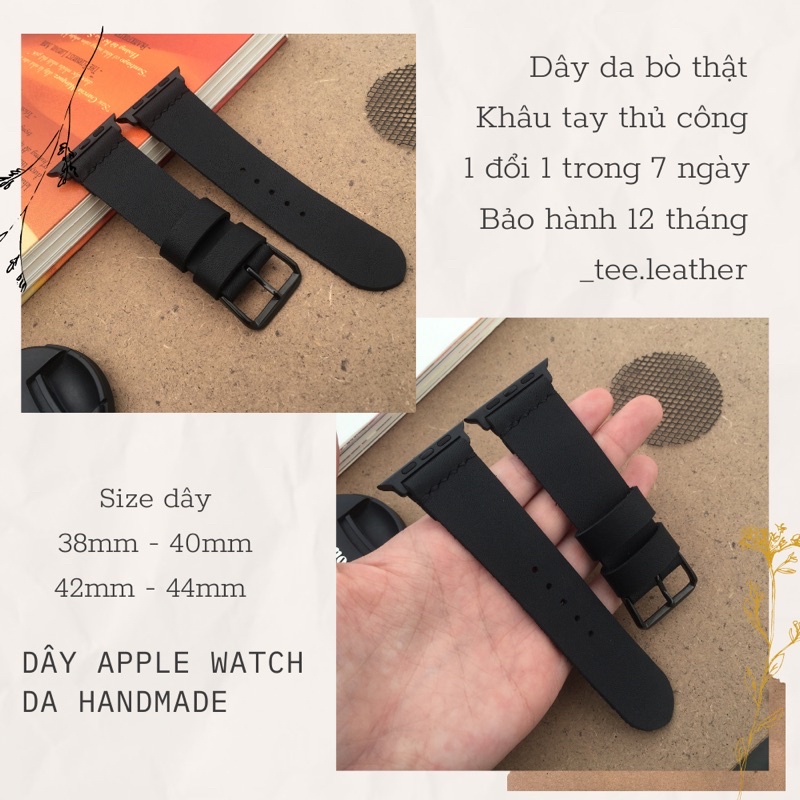 Dây Da Dành Cho Đồng Hồ Apple Watch - Khâu Tay Thủ Công - Dành Cho Series SE 6 | 5 | 4 | 3 | 2 | 1 38mm 40mm 42mm 44mm