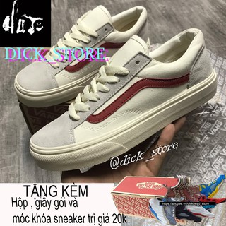 >ẢNH THẬT-HÀNG THẬT< Giày sneaker V Style 36 trắng kẻ đỏ dành cho nam và nữ . Đôi giày không thể thiếu cho giới trẻ 2019