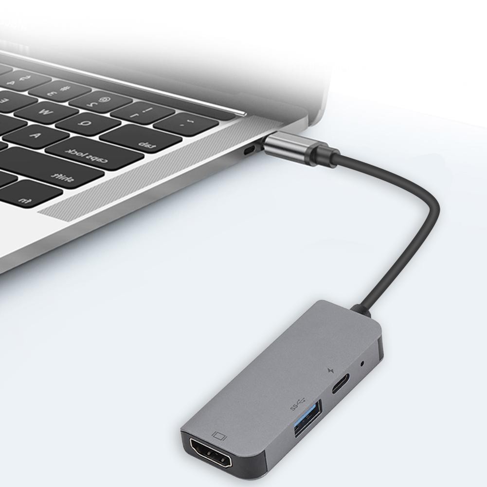 Bộ chia cổng USB type C 3 trong 1 bằng hợp kim nhôm 4K HDMI 3.0 DP | BigBuy360 - bigbuy360.vn