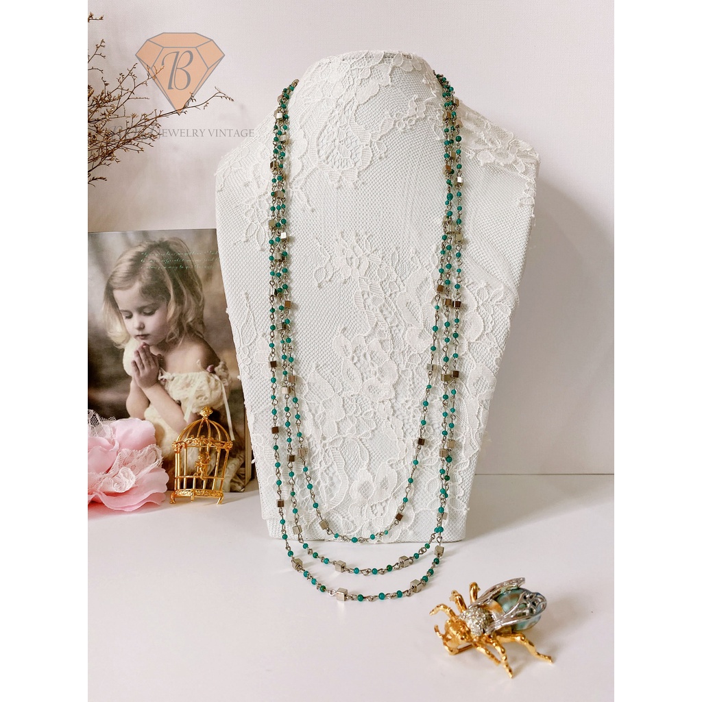 DÂY CHUYỀN 3 TẦNG SECONDHAND TRANG SỨC SI NHẬT BẢN BOU JEWELRY VINTAGE MÃ VC218