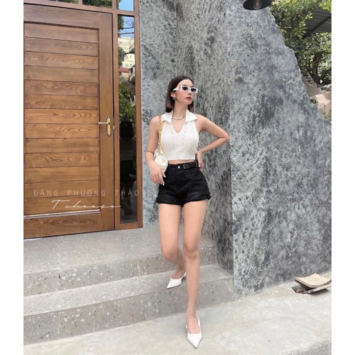 Áo len croptop đan trám hàng QC
