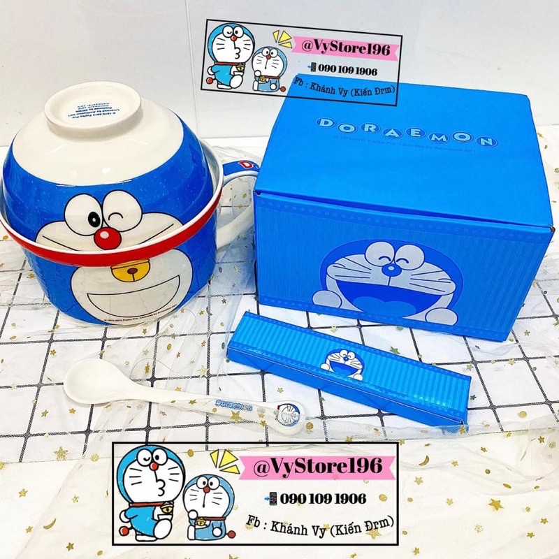SET THỐ + BÁT SỨ ĐOREMON CAO CẤP HÀNG STORE CHUẨN ĐÔRAEMON