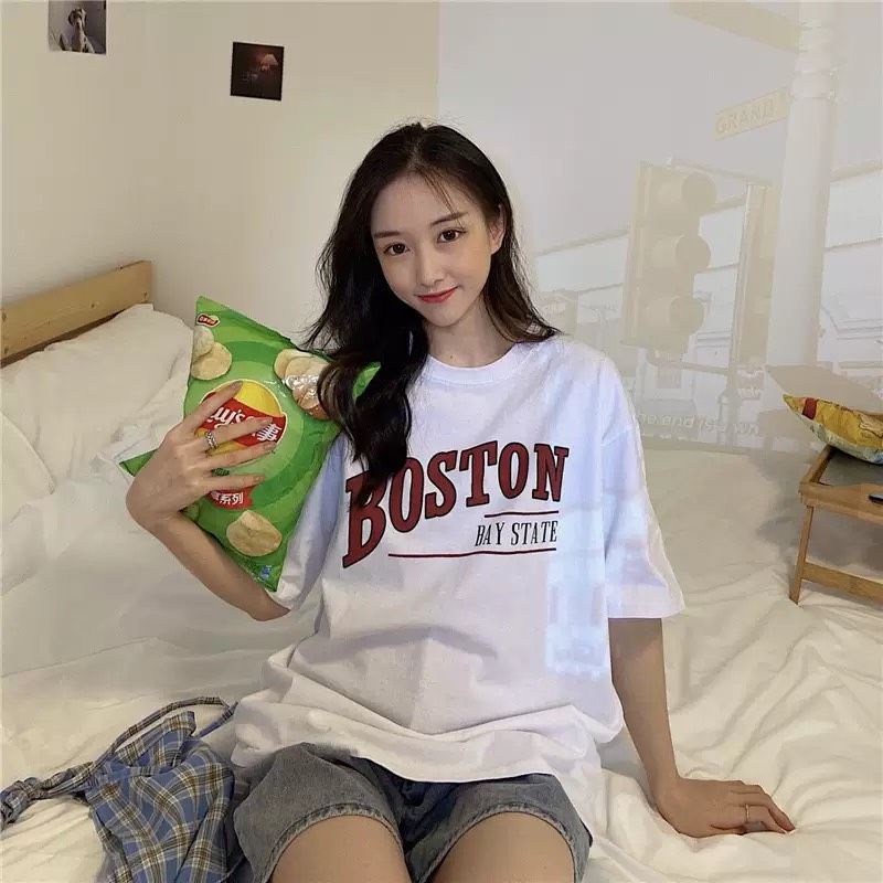 Áo thun tay lỡ unisex BOSTON