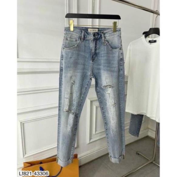 Quần Jean Nam Vân Đi Ô phối rách cao cấp - Quần Bò Nam Cao Cấp