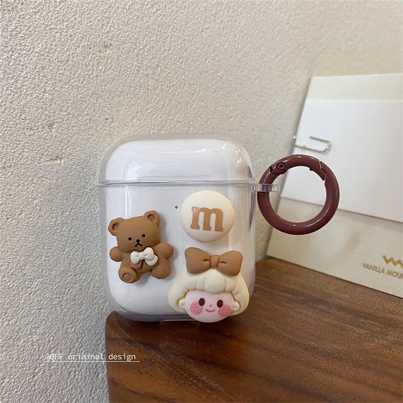 Vỏ bao đựng tai nghe airpodbảo vệ bao đựng tai nghe không dây bluetooth 1/2/Pro/i12/i9/i7 gắn charm xinh xắn