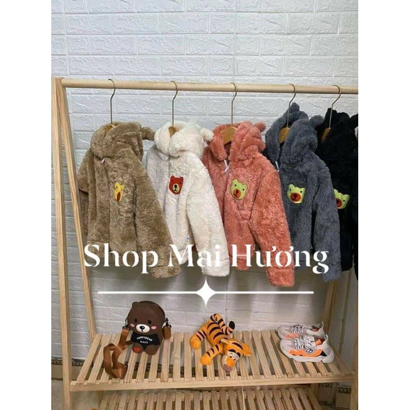 Áo khoác lông Cừu Tai gấu cho bé