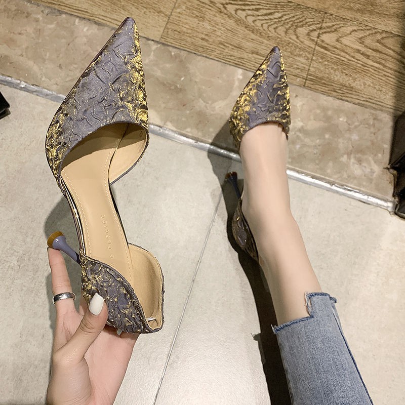 Giày Cao Gót Mũi Nhọn Thiết Kế Mới Quyến Rũ Thời Trang Mùa Xuân Dành Cho Nữ 2021