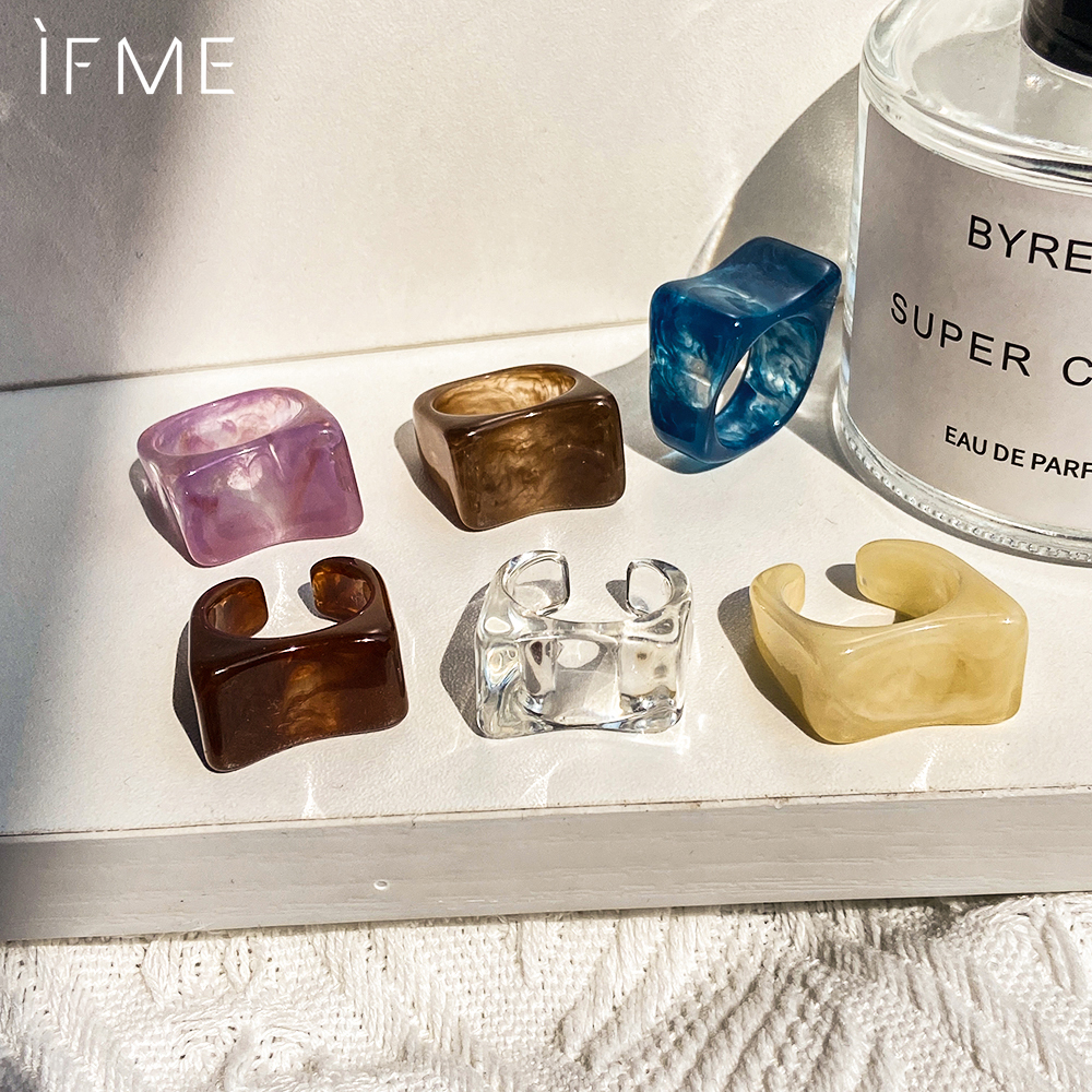 IF ME Nhẫn resin trong suốt nhiều màu có thể điều chỉnh kích cỡ
