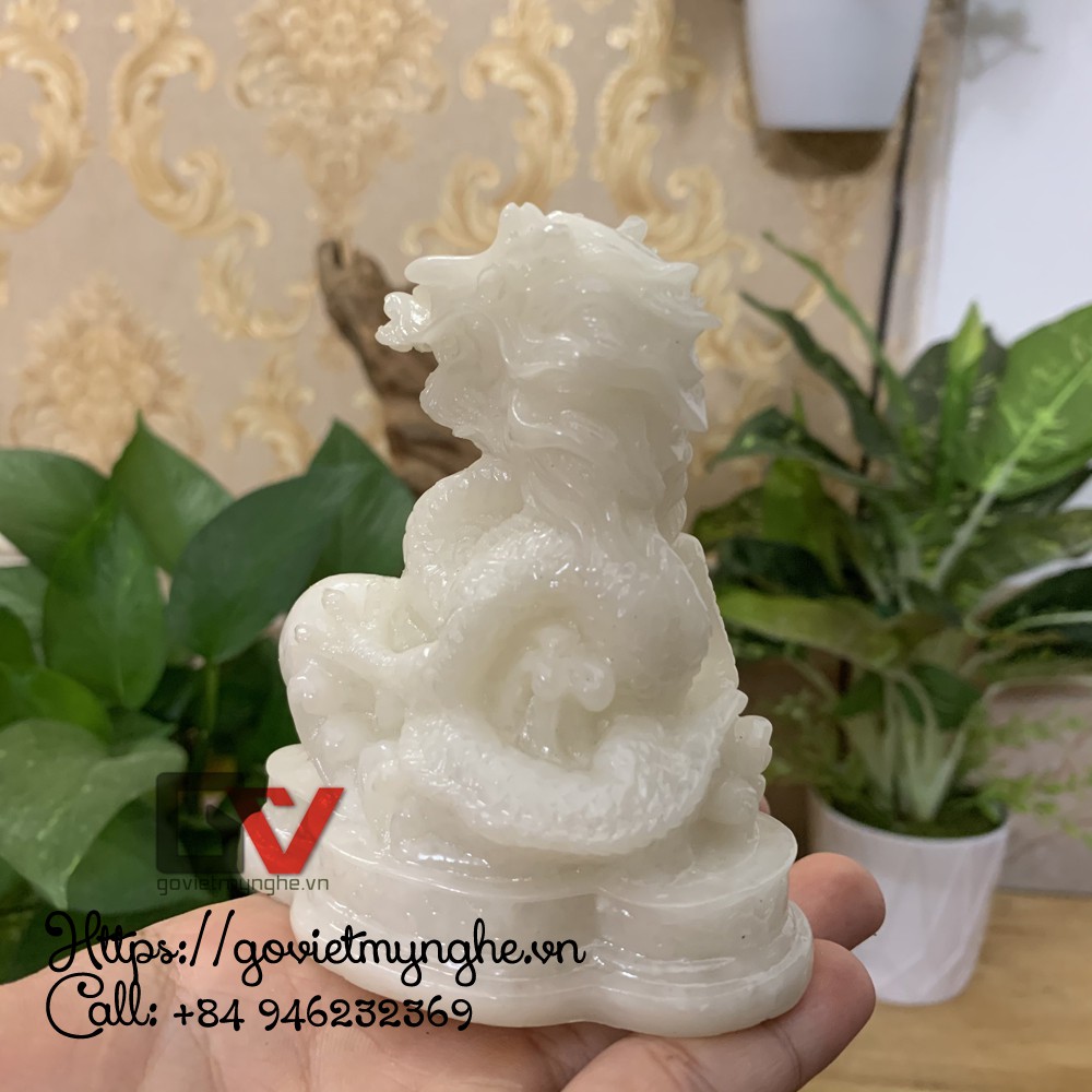 Tượng Đá Trang Trí Để Bàn Rồng Phong Thủy - Đá Non Nước - Cao 10cm