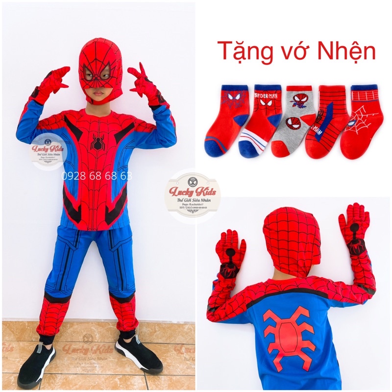 BỘ ĐỒ QUẦN ÁO SIÊU NHÂN NHỆN MŨ TRÙM TẶNG VỚ