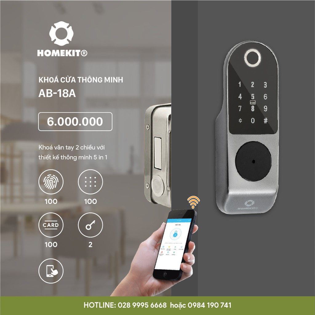 Khoá cổng vân tay 2 chiều điều khiển qua app điện thoại TT LOCK, model AB-18A