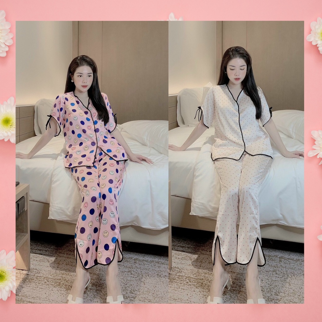 PIJAMA satin lụa, đồ bộ nữ tay ngắn quần dài cao cấp, xinh xắn Piti Shop | BigBuy360 - bigbuy360.vn