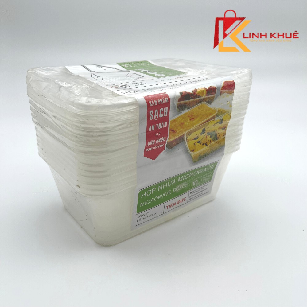 Hộp nhựa chữ nhật 750ml kèm nắp - Hộp Microwave - Sp54 - Hộp đựng thức ăn