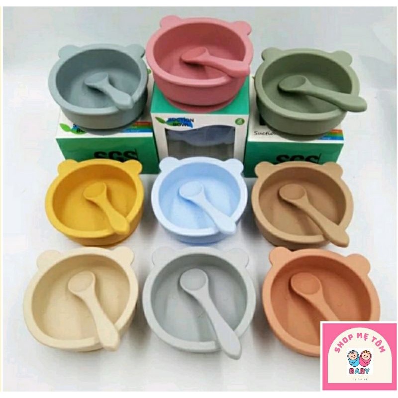 Bát ăn dặm silicon kèm thìa  SGS