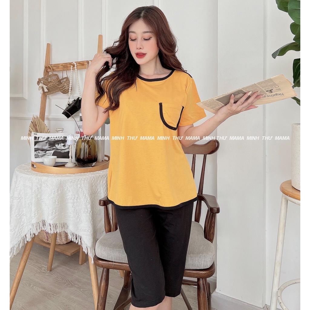 Bộ bầu - bộ sau sinh - chất liệu cotton - kiểu mới thời trang ( bộ lửng viền đen )