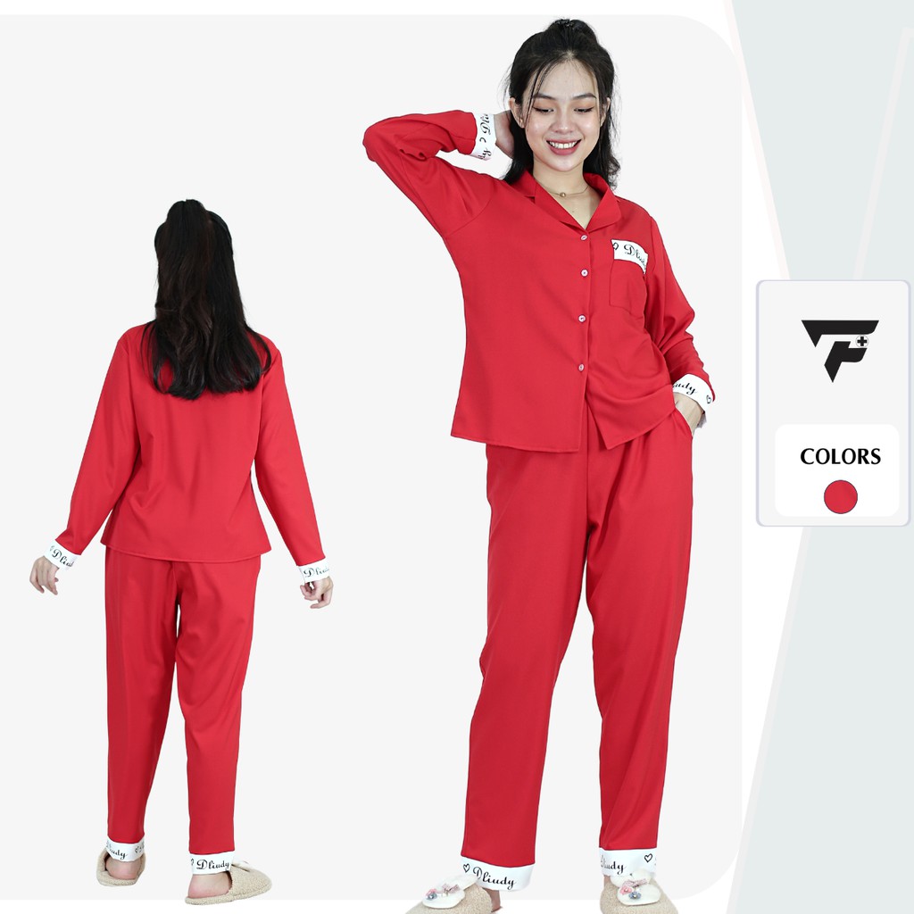 Đồ bộ pijama dài tay dễ thương tiểu thư cao cấp in chữ đẹp FPLUS 296