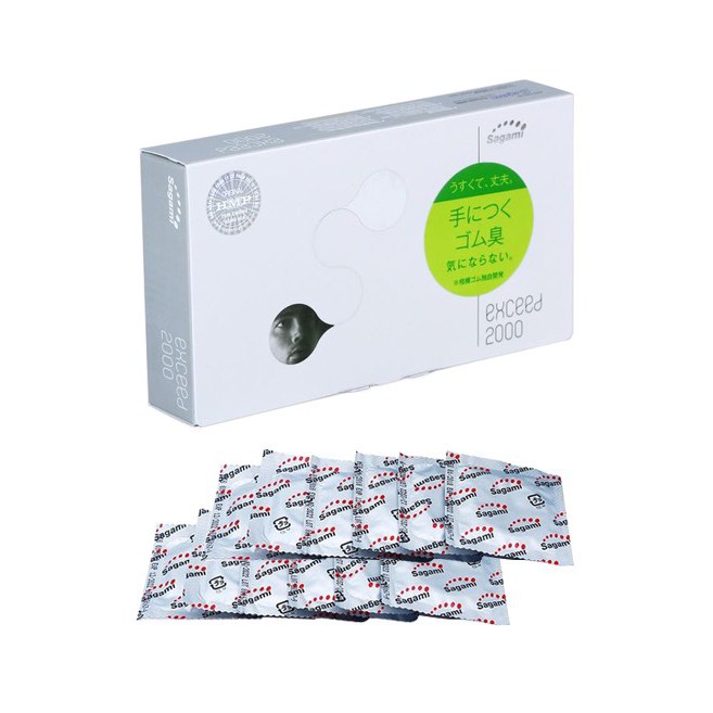 Bao cao su Sagami Exceed 2000 - Thiết kế 3D - Một lần thắt