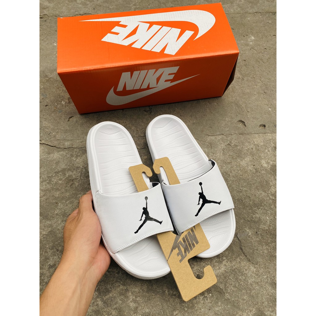 Dép jordan nam break slide trắng logo đen