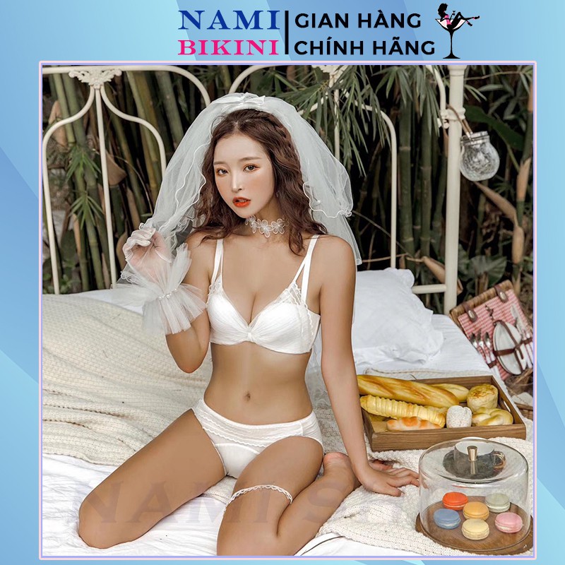 Bộ đồ lót cao cấp bộ bikini ren nơ siêu xinh áo lót nữ không gọng nâng ngực Nami | BigBuy360 - bigbuy360.vn