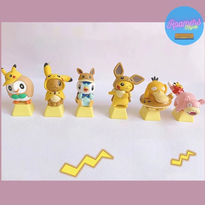Keycap Hoạt Hình Nhân vật Pikachu dễ thương Pokemon Phím Lẻ R4 BackSpace Shift