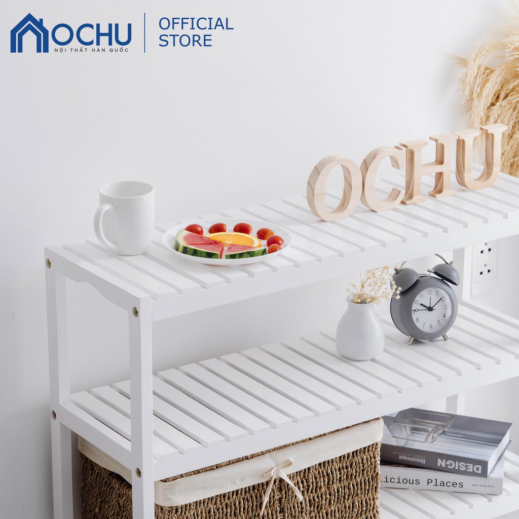 Kệ Đa Năng 3 Tầng Khung Gỗ Thông OCHU - Bench 3F - White