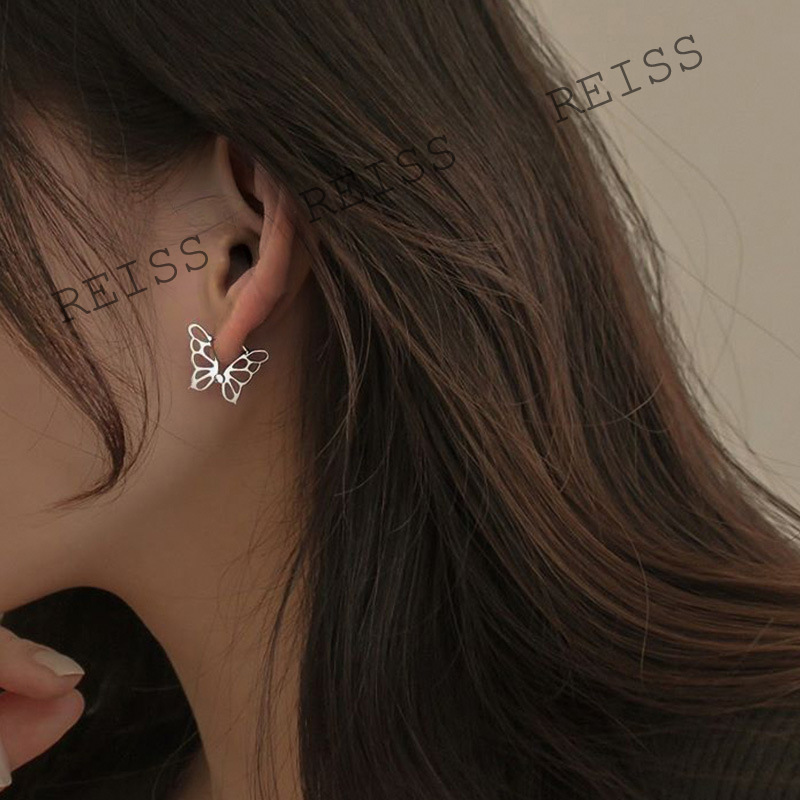 1 Đôi Bông Tai Bạc Hình Bướm Đơn Giản Phong Cách Hàn Quốc Dành Cho Nữ