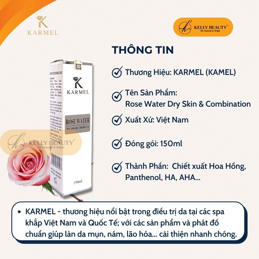 Toner Cân Bằng Da Khô KARMEL 150ml - Cấp Ẩm, Cân Bằng Da; Giúp Sáng Đều Màu Da, Se Khít Lỗ Chân Lông | Kelly Beauty