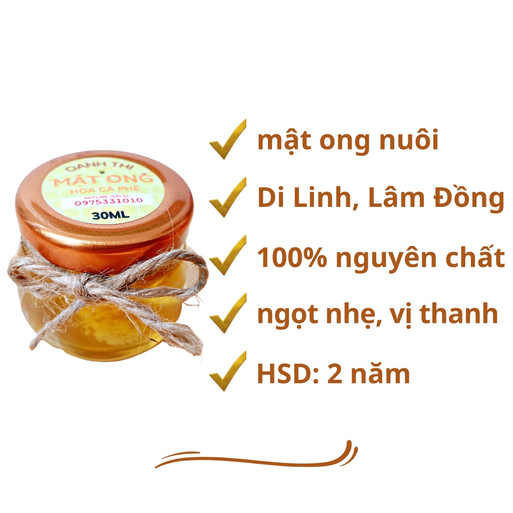Mật ong hoa cà phê nguyên chất 100% - OANH THỊ - Lâm Đồng - 30ML