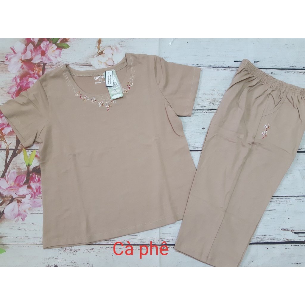 Bộ đò, bộ mặc nhà Trung Niên nữ Gia Hồi Mẫu Tròn Tim chất cotton thoáng mát