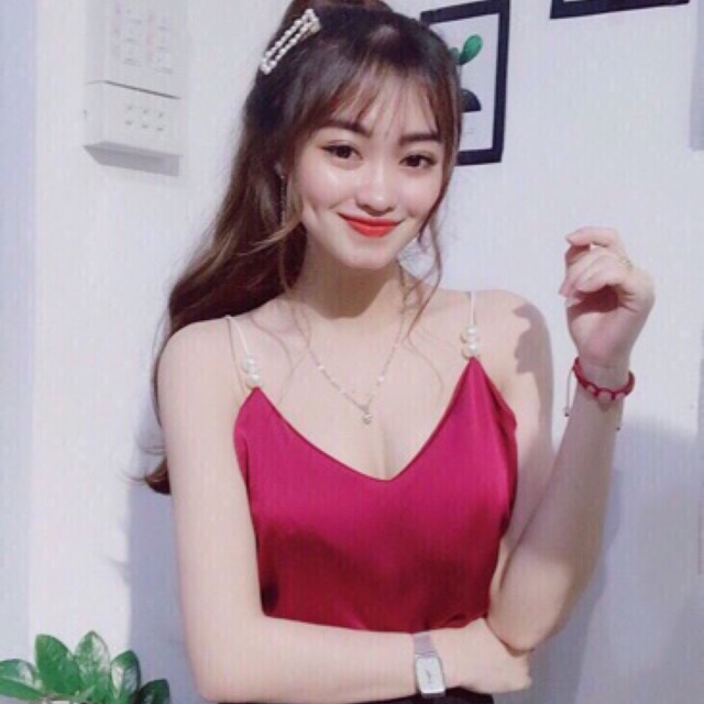 áo lụa 2 dây đính ngọc (ảnh chụp thật)