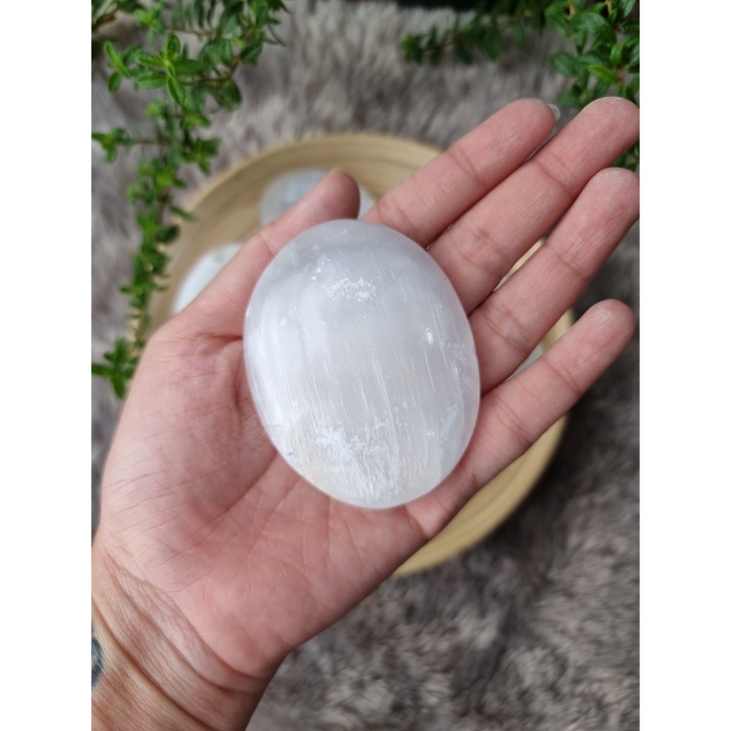 Viên đá thanh tẩy Selenite - Palm Selenite khuếch đại năng lượng dùng trong Tarot, Reiki, phong thủy, thiền địn