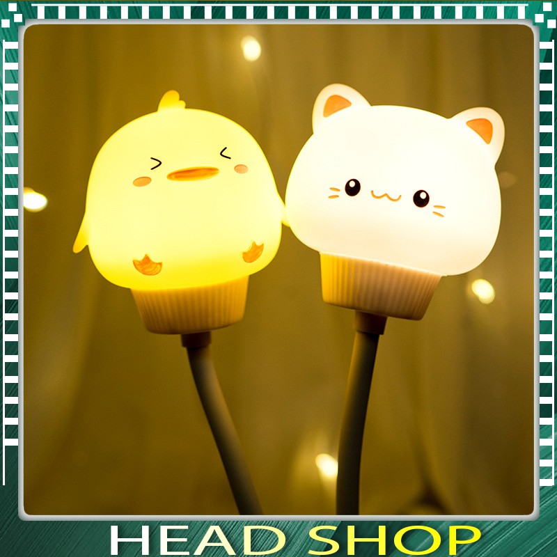 Đèn ngủ Hình Thú Dễ Thương V005 mini có điều khiển từ xa remote cổng usb hình thú Ánh Sáng Vàng HEADSHOP