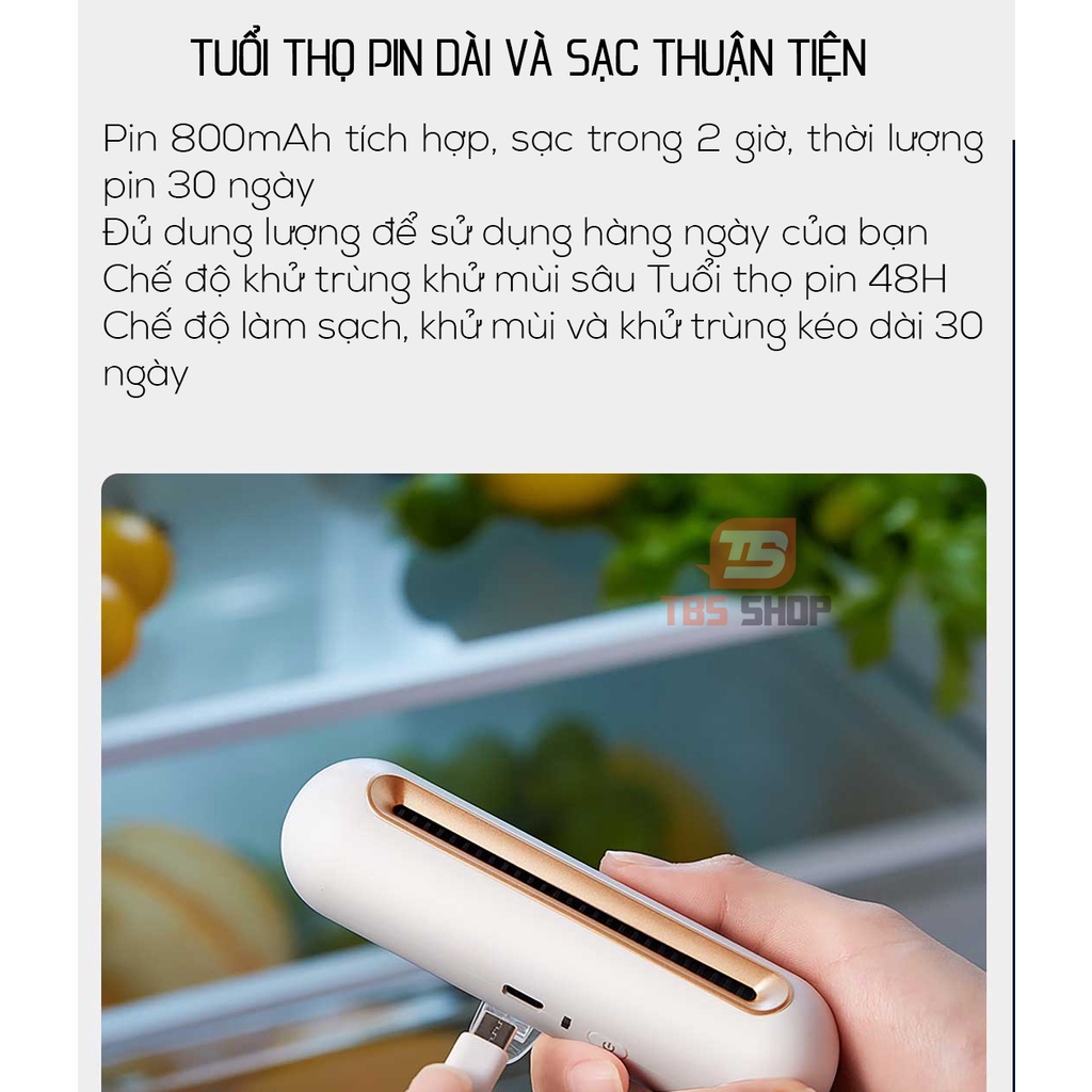 Máy lọc không khí mini EraClean Xiaomi CW-B01 - Oto/Tủ Quần áo/Tủ lạnh - Máy khử mùi tiệt trùng tủ lạnh