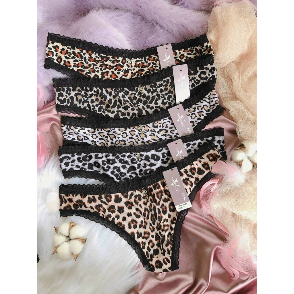 Quần Lót Lọt Khe  - Quần Lót Nữ Lọt Khe đúc su họa tiết da báo thiết kế phối viền ren gợi cảm mã 6032