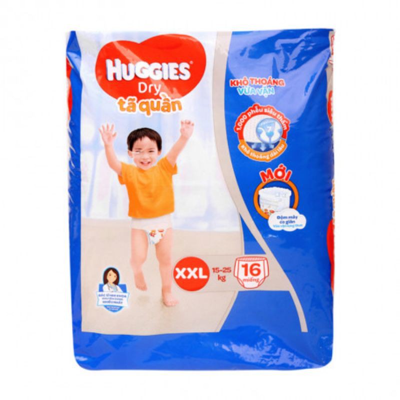 Tã quần em bé Huggies Dry size XXL (16 miếng/gói).