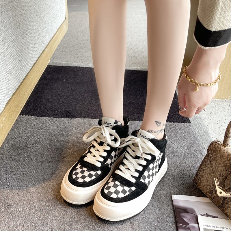 Giày Thể Thao Canvas Cổ Cao Phong Cách Hàn Quốc Mới Cho Nữ