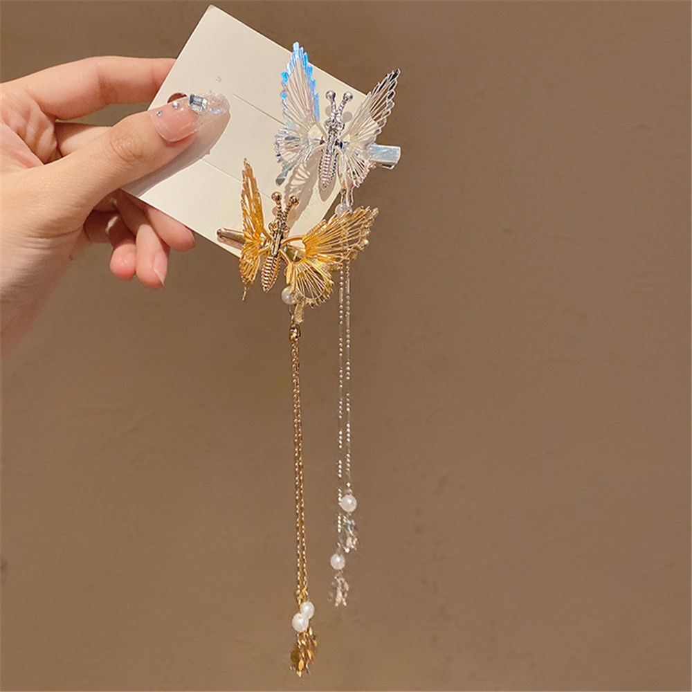 1 Kẹp Tóc Hình Chuồn Chuồn Đính Tua Rua Thời Trang