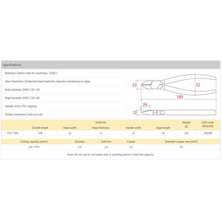 Kìm cắt cạnh Tsunoda CN-175N 7 inch
