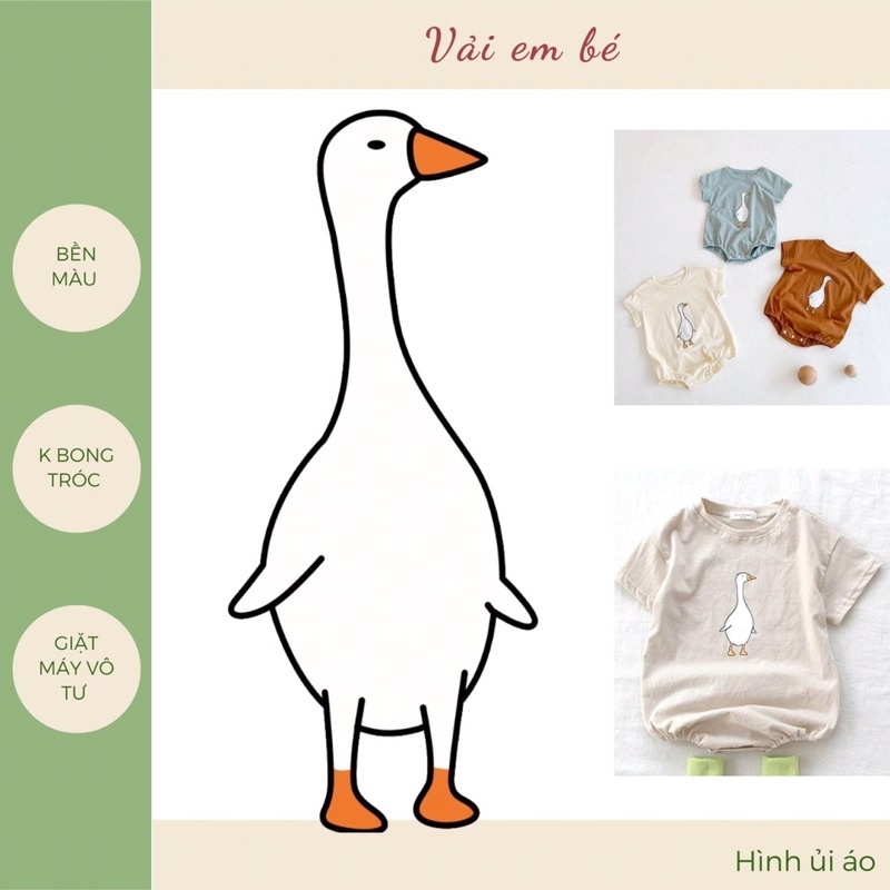 Hình ủi nhiệt, trang trí quần áo,mã Vịt dài, cao 15cm ngang 6cm