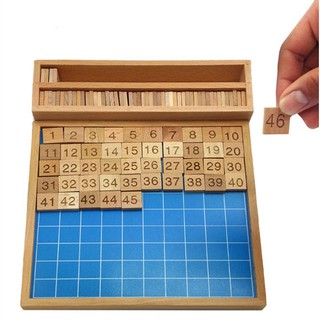 Giáo cụ Montessori bảng học đếm số 1 -100 kèm khay đựng
