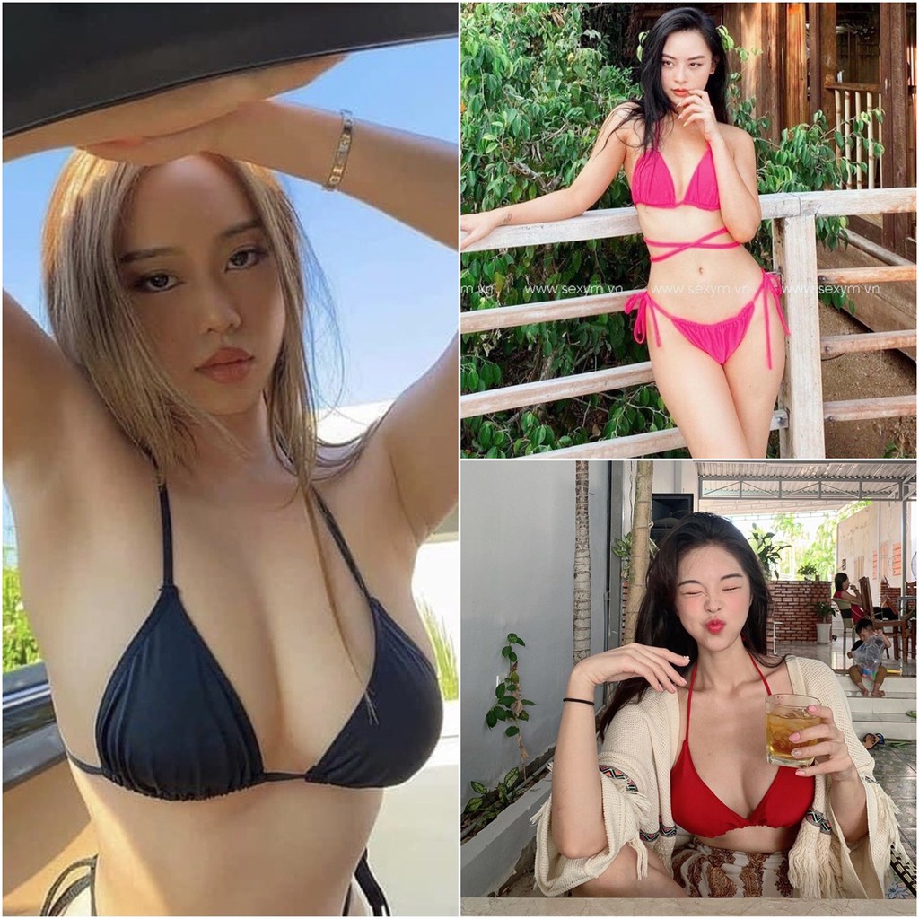 Bikini 2 mảnh tam giác (có bán áo choàng) dây dài quấn eo chuẩn ảnh Đồ bơi nữ đẹp đi biển R01