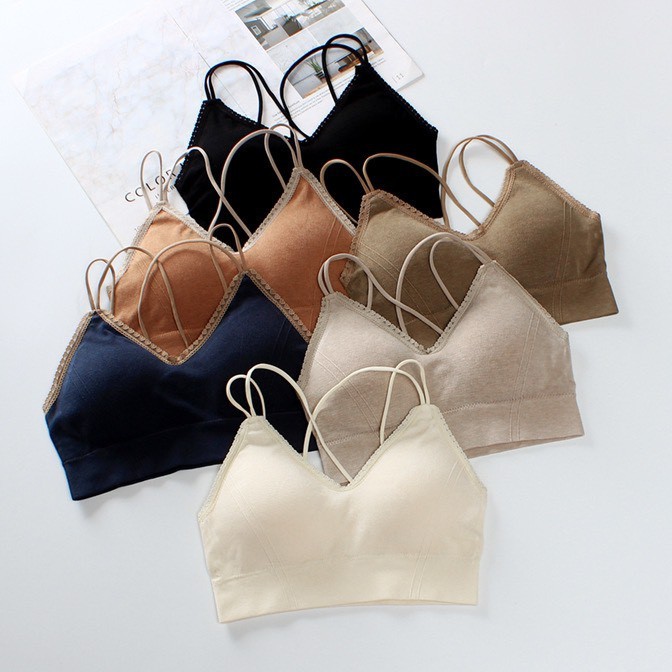 Áo bra nữ len tăm dây chéo thể thao nâng ngực🎀FREESHIP🎀 Áo bralette coton mềm không gọng mút mỏng 2116