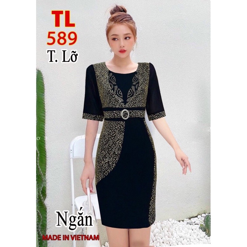 Đầm body thun kim sa trung niên