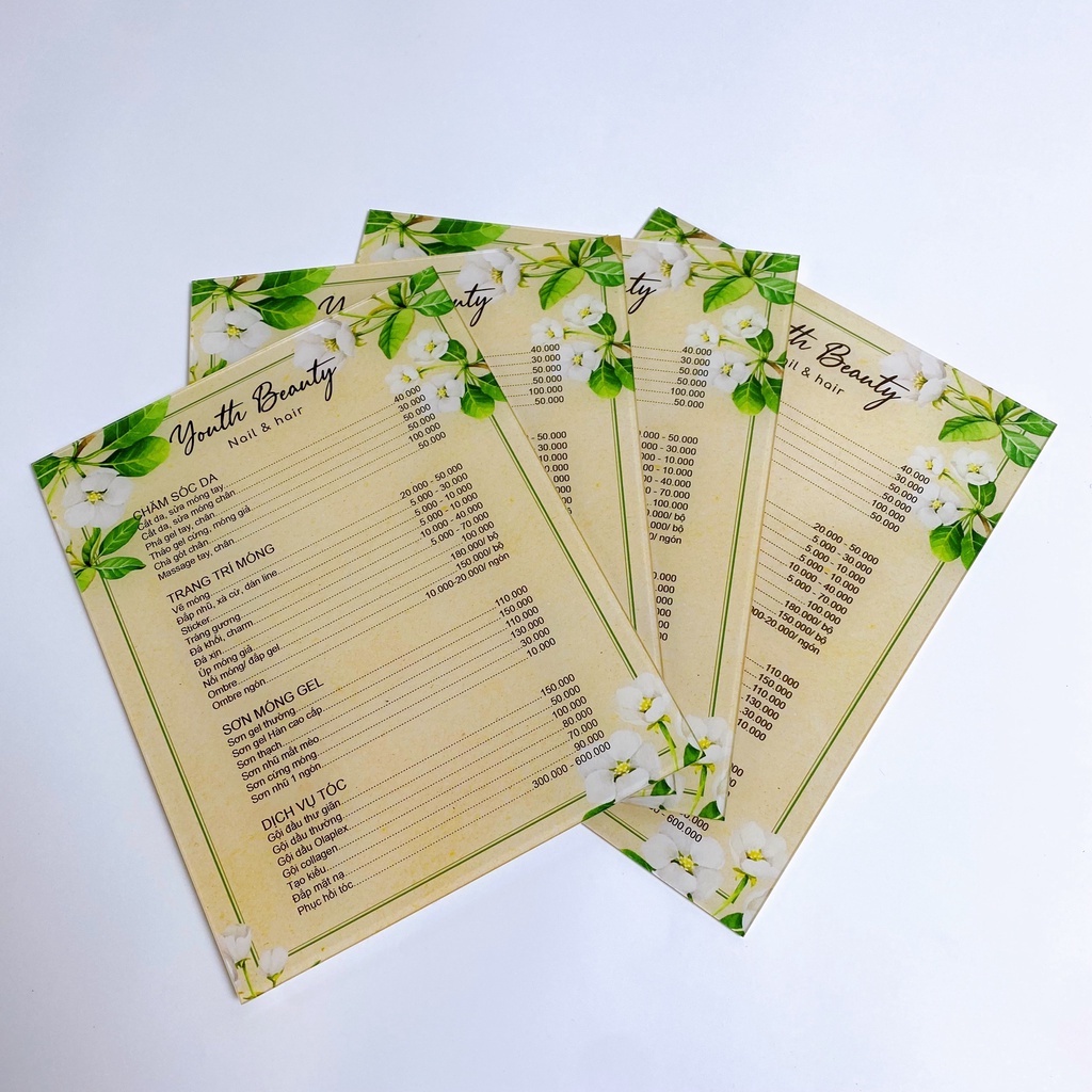 Menu / Bảng giá dịch vụ nhà hàng, tiệm nail Thegioipuzzle - Thiết kế thông tin theo yêu cầu