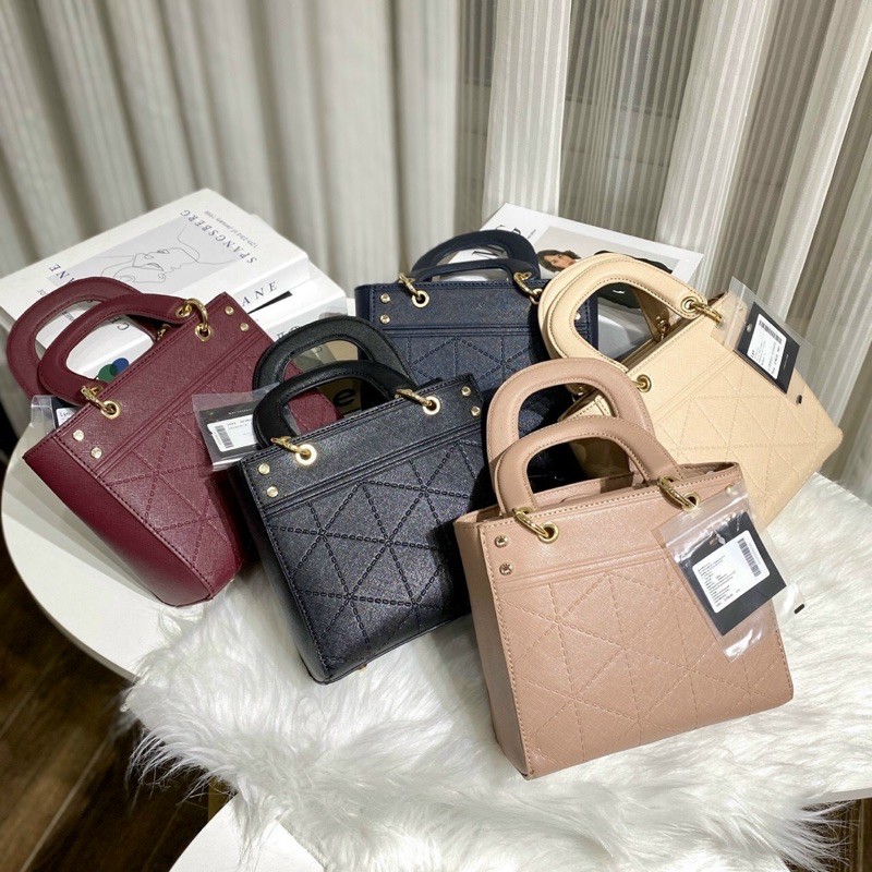 Túi L.¥.Ni everly hồng nude form công sở mini