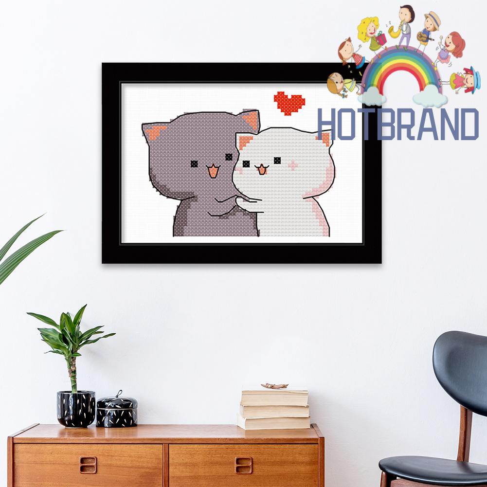 Tranh Thêu Chữ Thập 11ct Tự Làm 25x20cm Hình Động Vật Dễ Thương