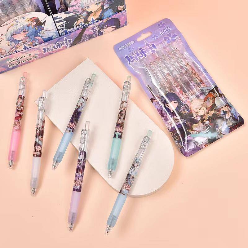 Set 6 Bút Bi Mực Đen Kiểu Dáng Đáng Yêu